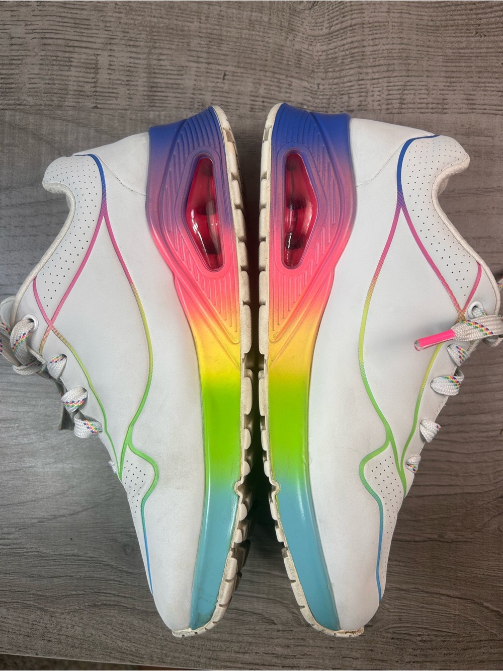 Skechers Air Cushion White Sneakers with Rainbow Gradient Sole Women’s Size 8 - Picture 7 of 10